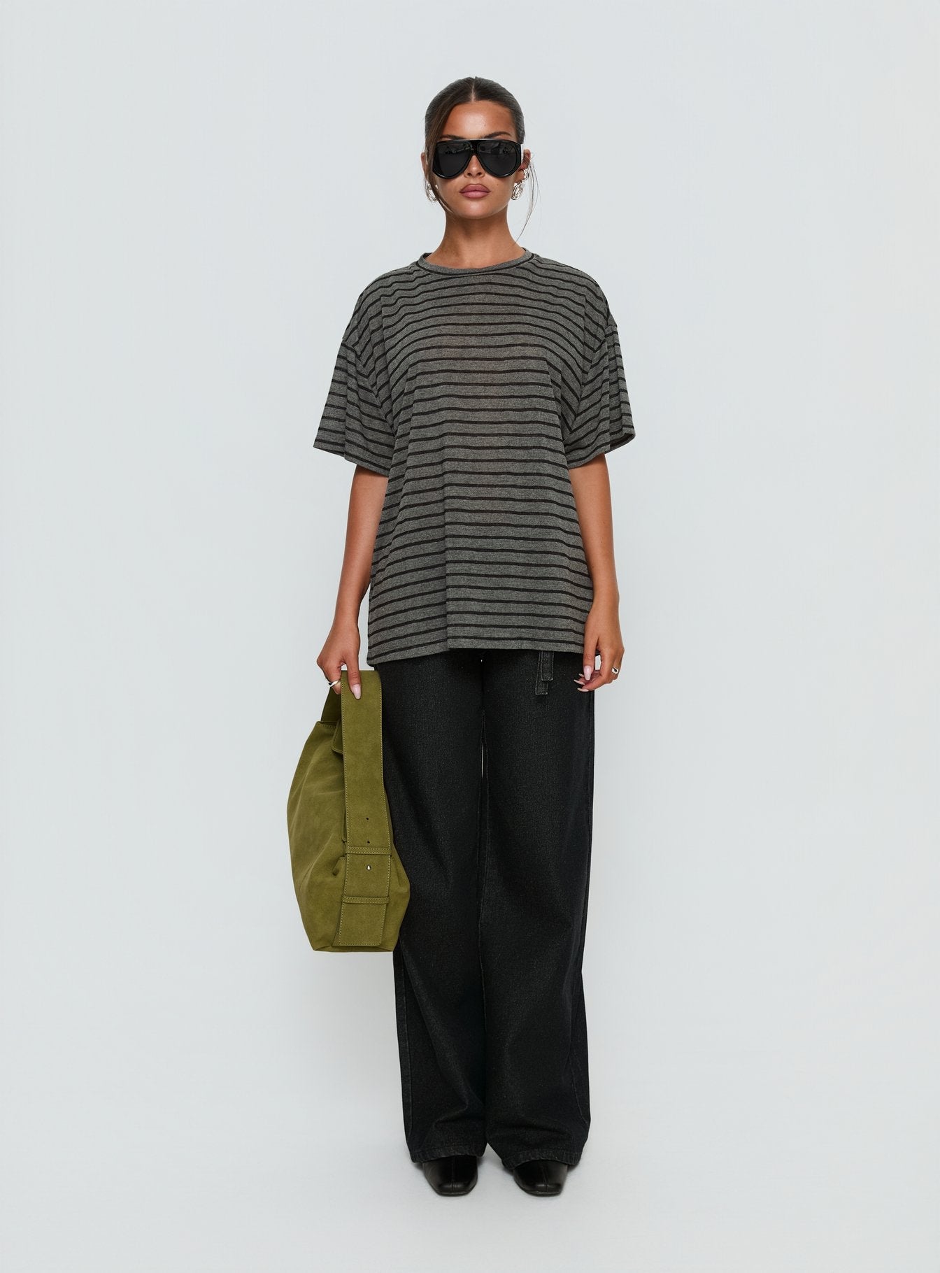 Zaydee Oversized Tee Grey / Black Stripe