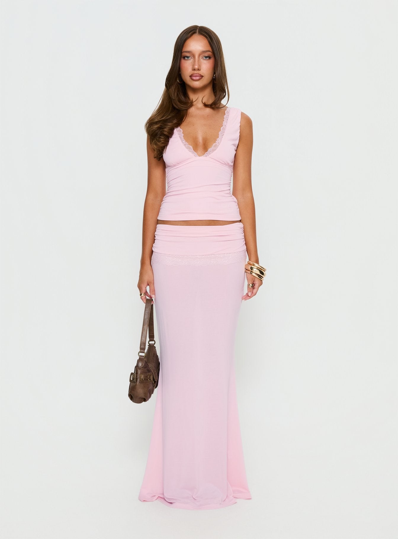 Zespri Lace Jersey Top Pink