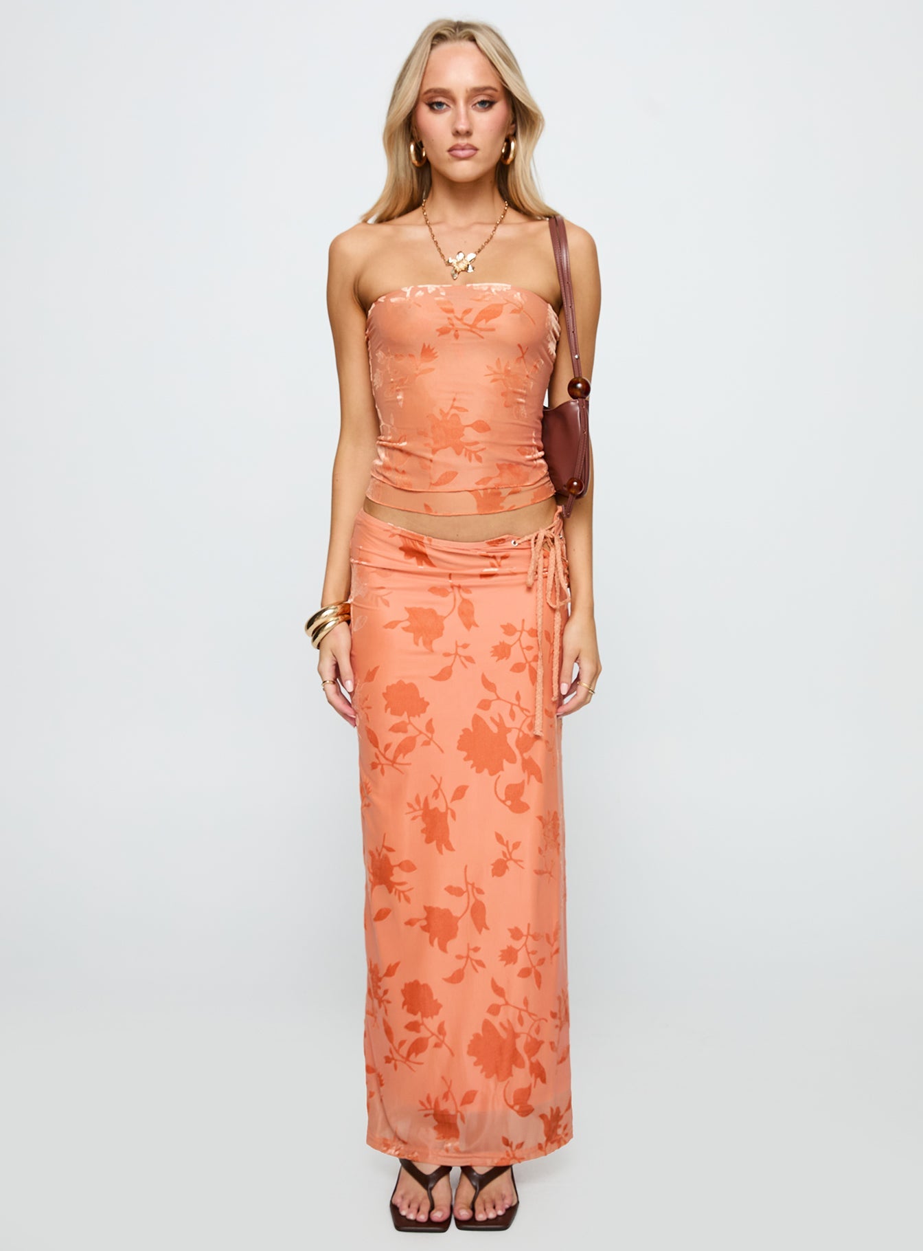 Mikah Strapless Top Orange