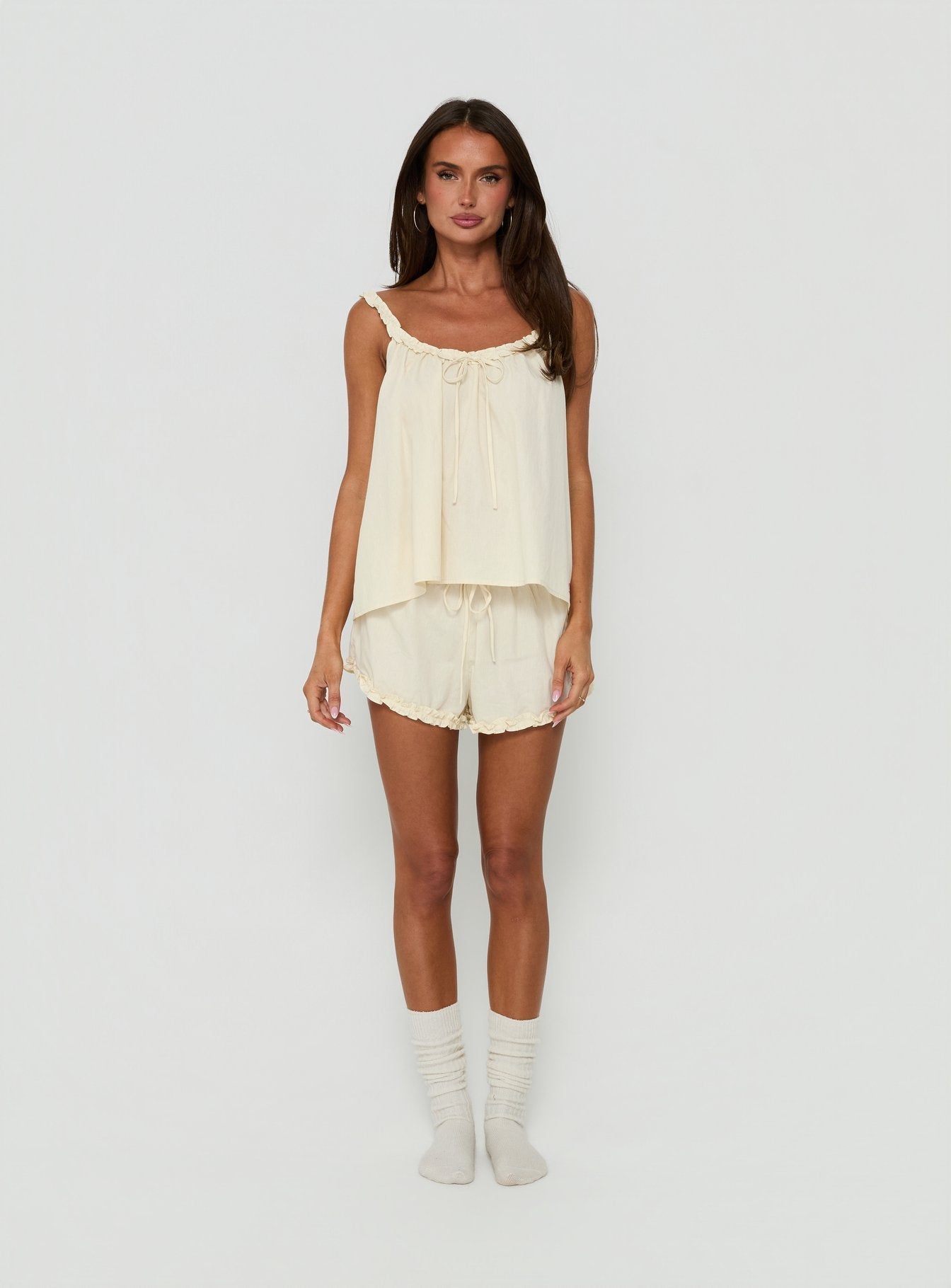 Nattalie Babydoll Frill Sleep Top Cream