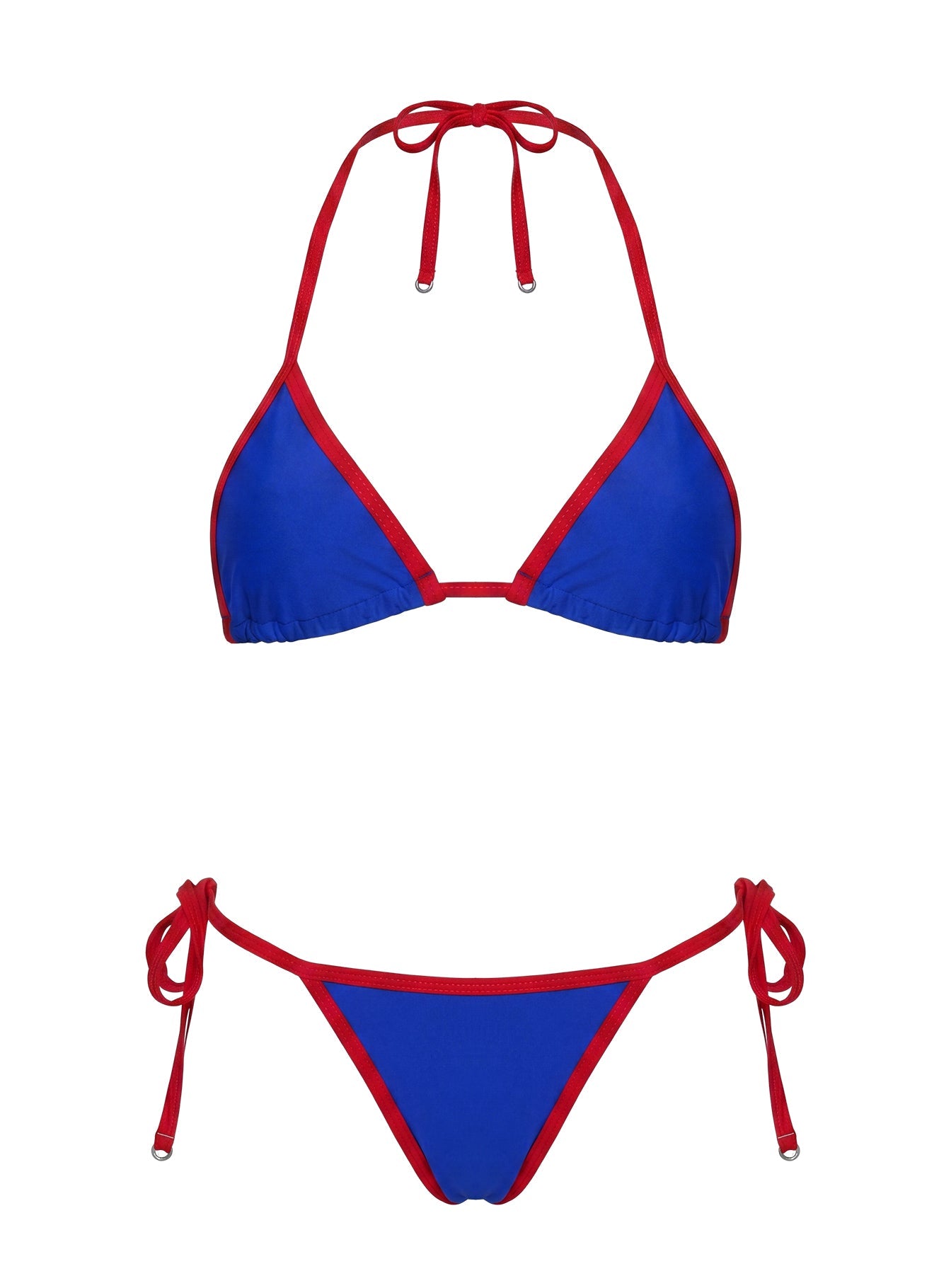 Mikaya Beaded Tie Side Bikini Bottoms Blue / Red