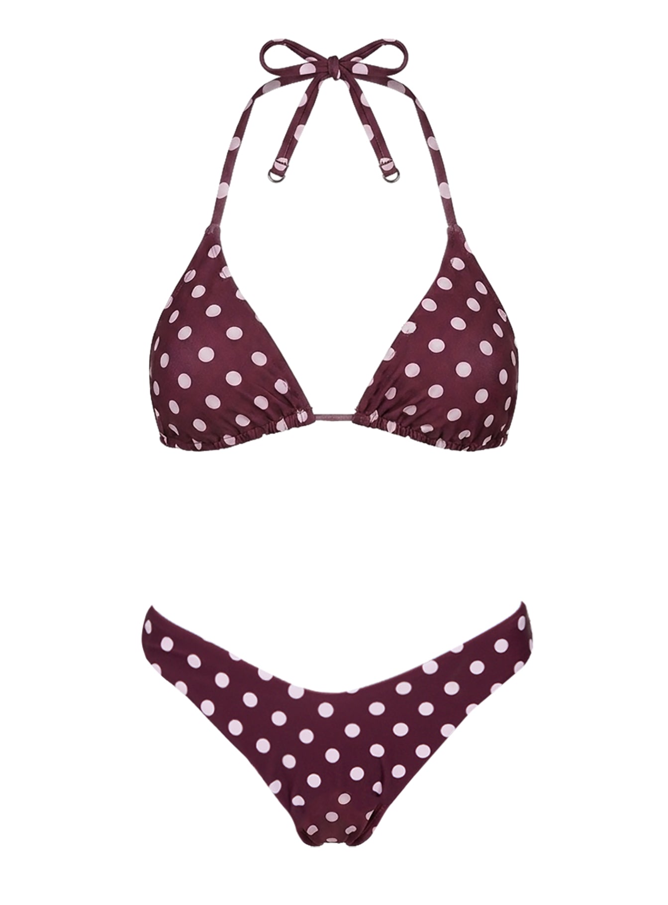 Jenner Triangle Bikini Top Wine / Pink Polka