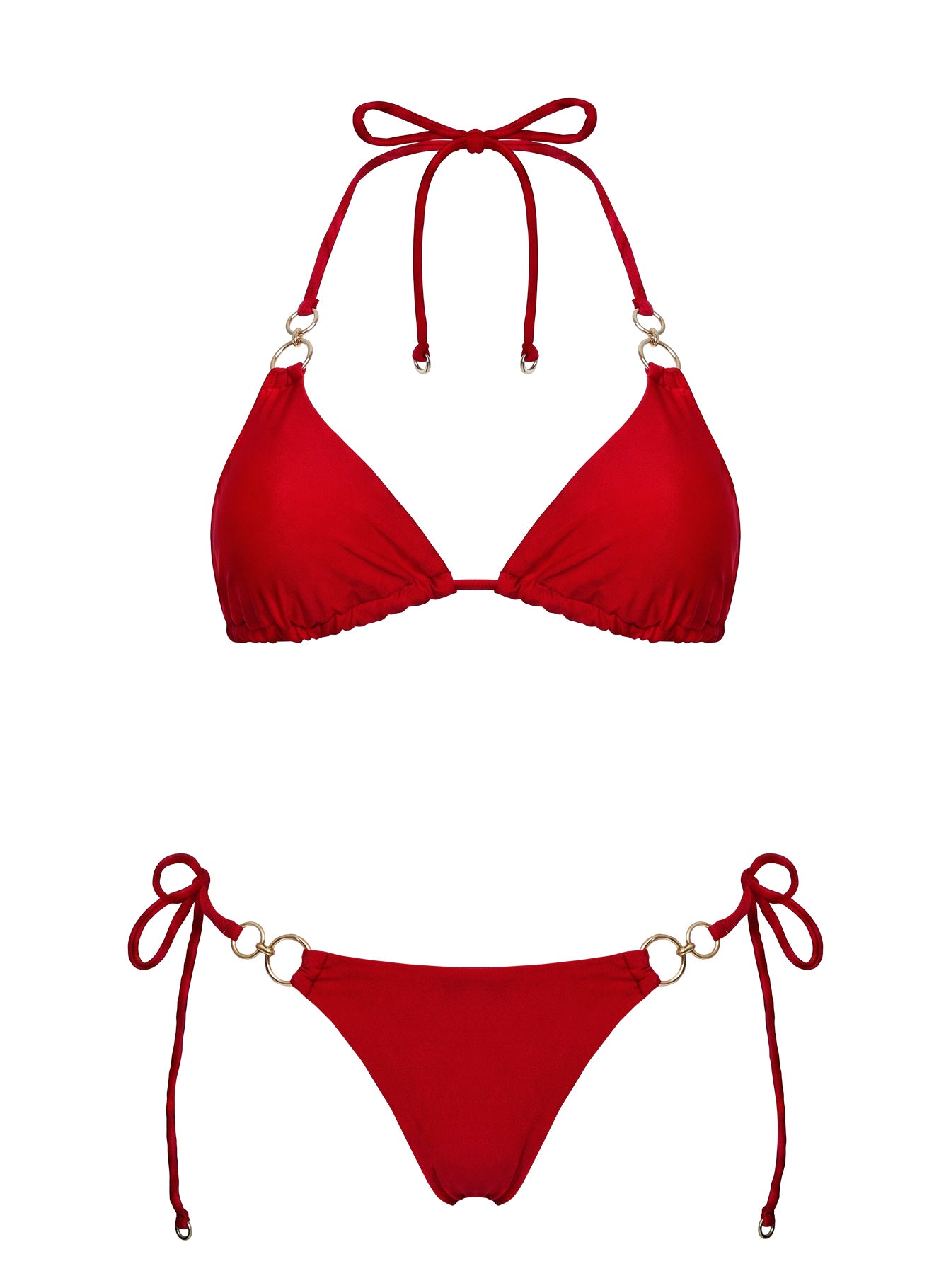 Coastal Chaos Tie Side Bikini Bottoms Red