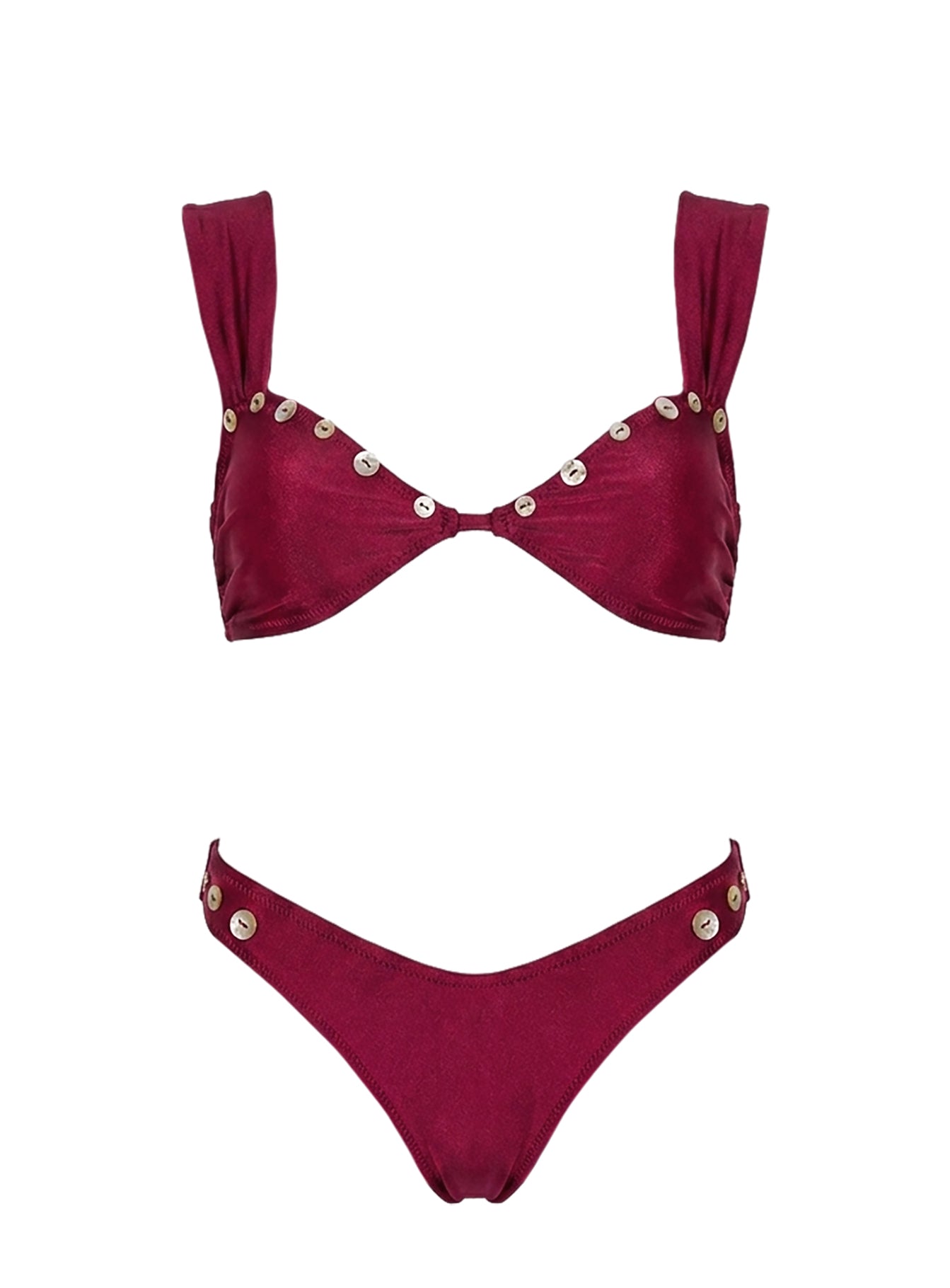 Endless Weekend Shell Detail Bikini Bottoms Plum