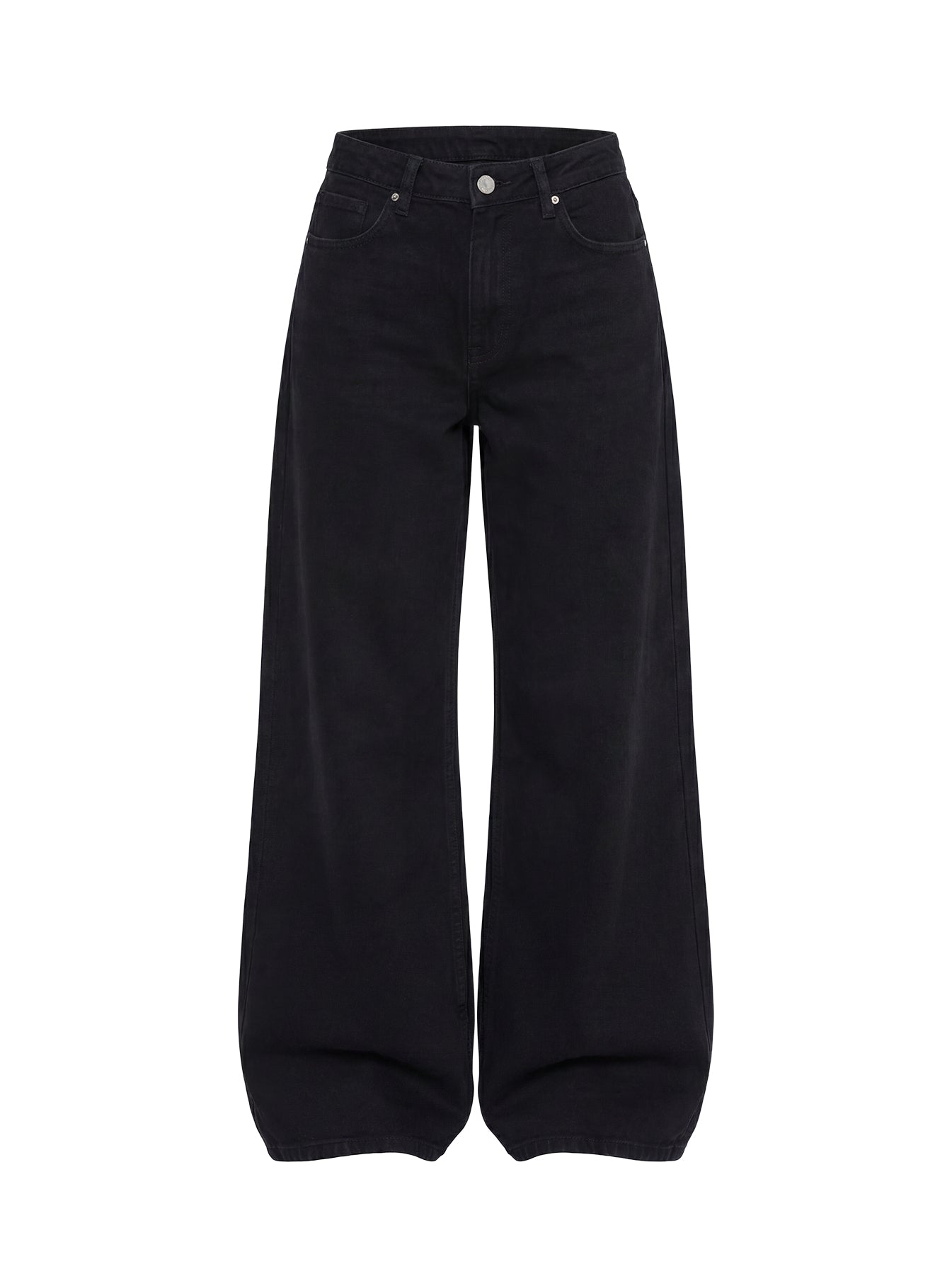 Naylor Mid Rise Wide Leg Jeans Washed Black Denim