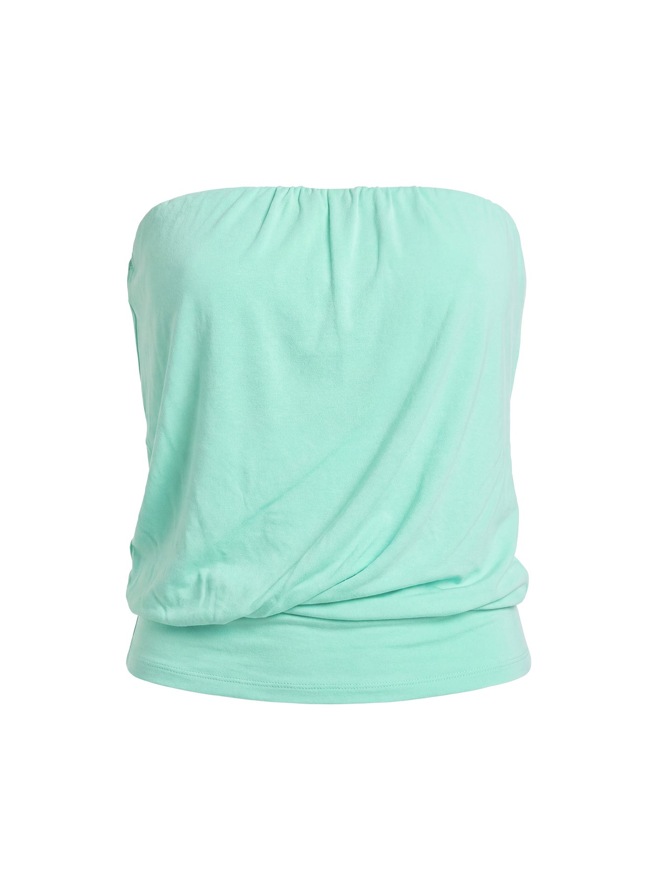 Taleisa Gathered Drape Strapless Top Aqua
