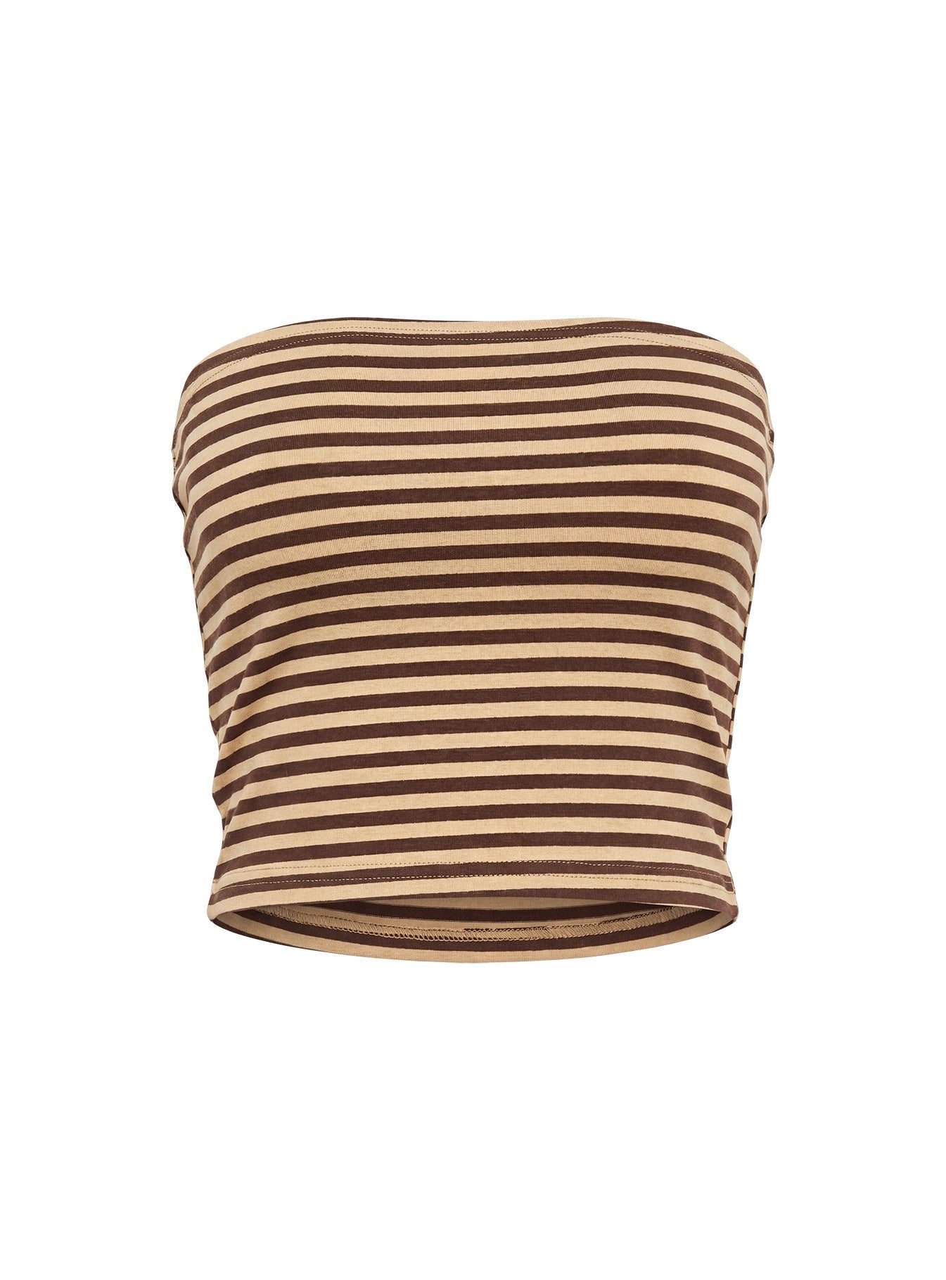 Timora Strapless Top Brown Stripe