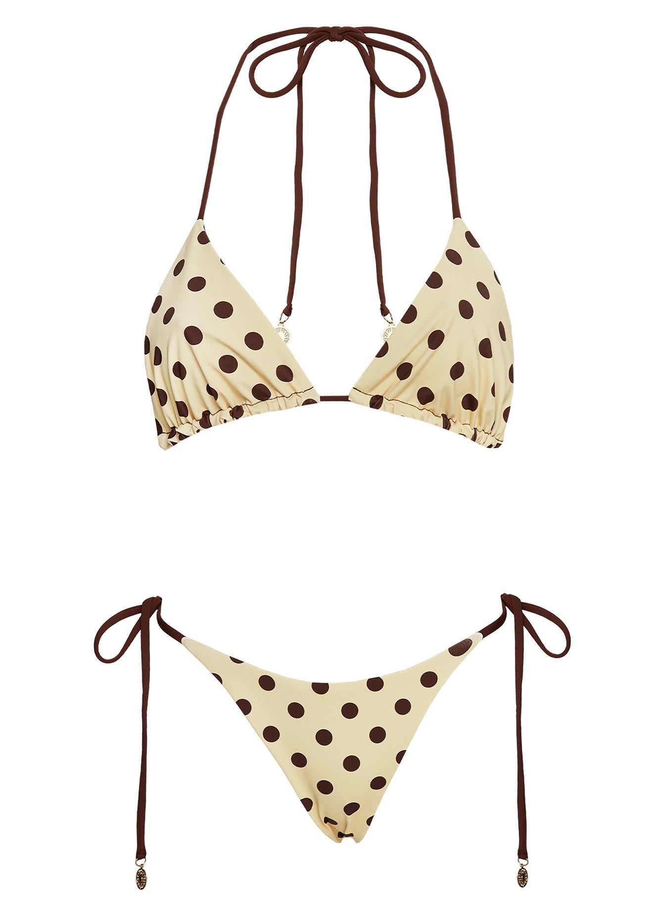 Glora Reversible Tie Side Bikini Bottoms Yellow Polka Dot