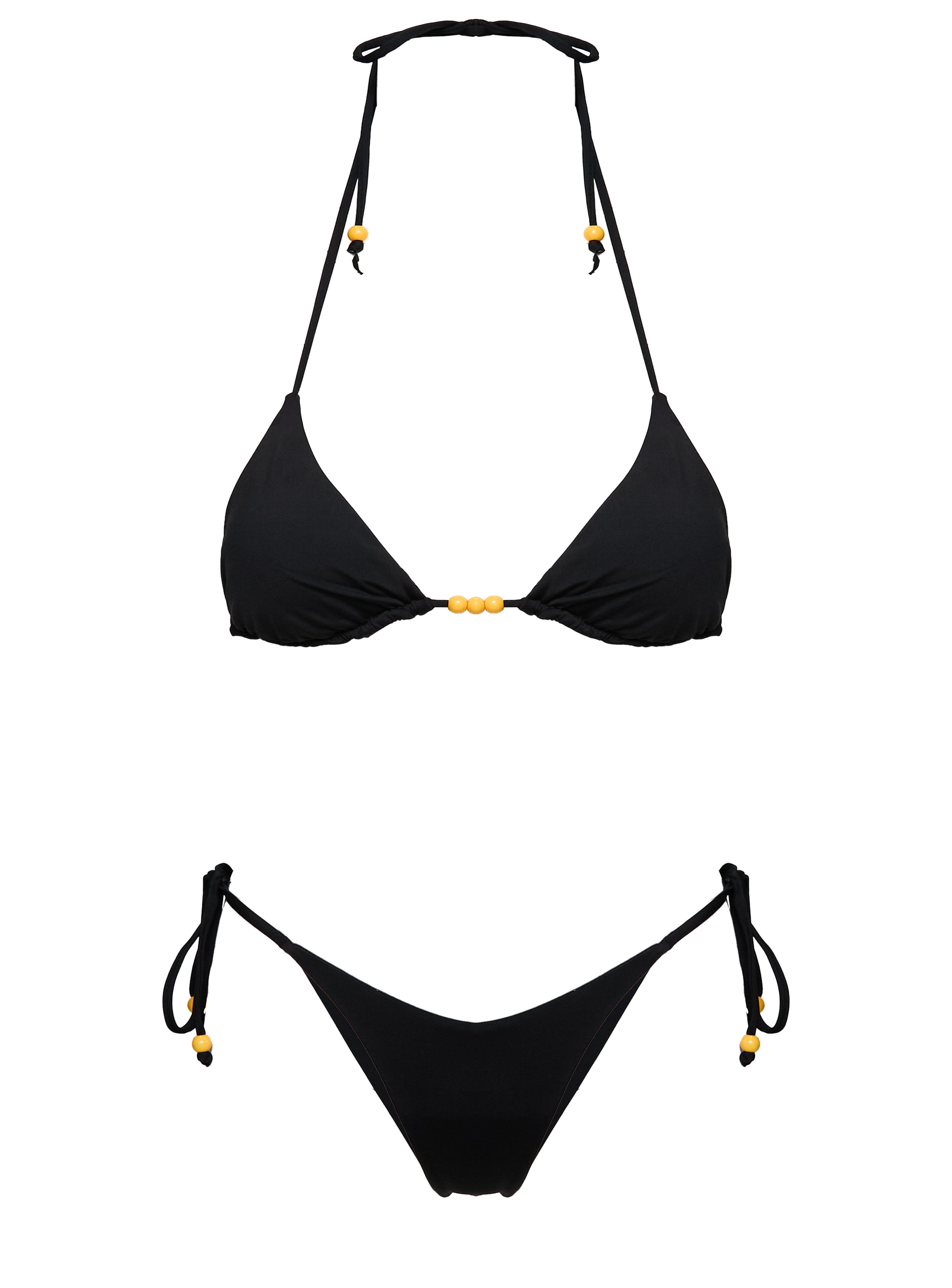 Nevaeh Beaded Triangle Bikini Top Black