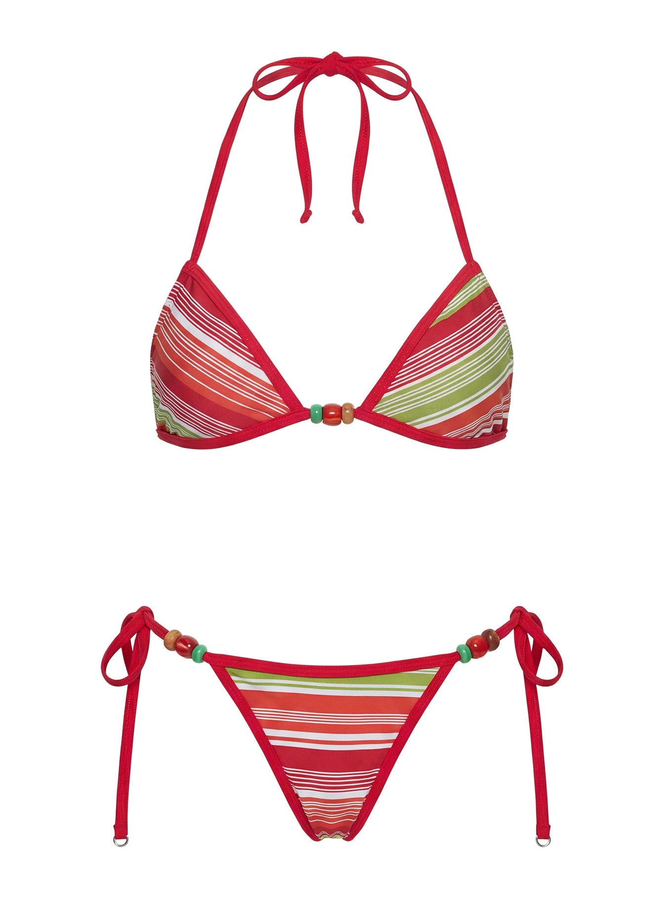 Beasley Tie Side Bikini Bottoms Red / Green Stripe